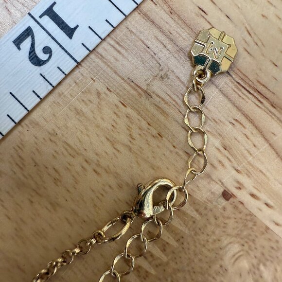 Monet Statement Necklace Gold-Tone With Red Orange & Clear Cabochon & Crystal St - Picture 8 of 9